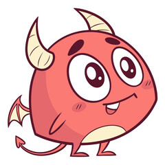 Obraz premium Cute Chibi Demon Emoji with Blush and Horns 