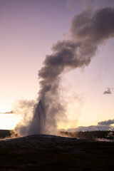 geyser at sunset 