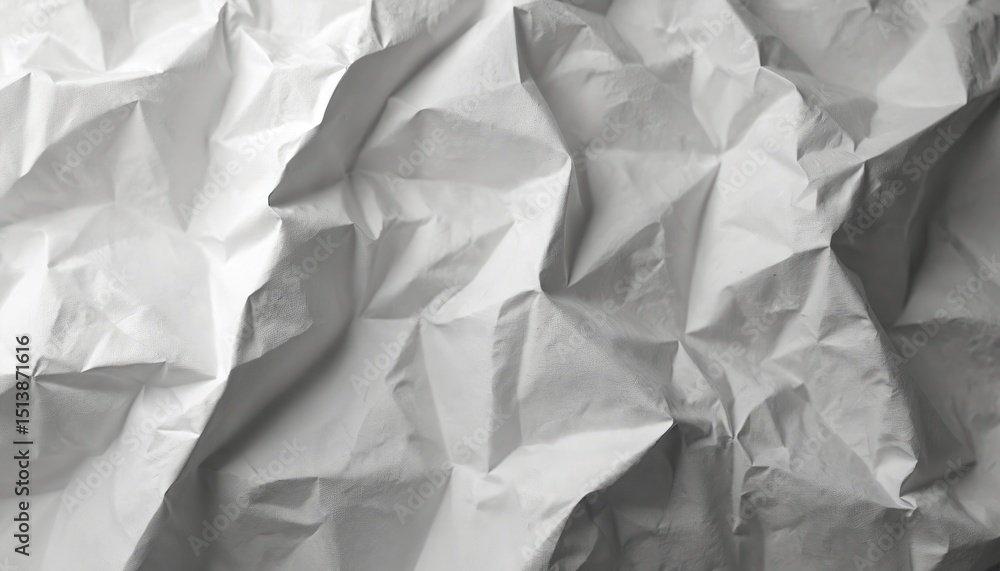 Poster abstract crumpled white paper texture. crinkled sheet folds creates rough surface. vintage design ba