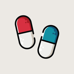 Capsule Medicine Pill Icon Vector Illustration