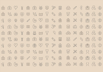 Vector illustration of assorted healthcare and medical icons in line style - healthcare, medical, icons, line, vector, hospital, first aid, medicine, health, wellness.






