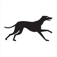silhouette of single running dog  on the white background	