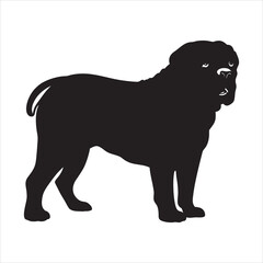 silhouette of single foreran dog on the white background