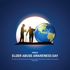 world elder abuse awareness day creative banner, poster, social media post, postcard, template, background, backdrop, greetings card, web banner, cover design etc. 