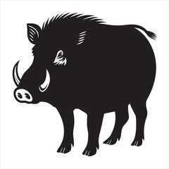 silhouette of single hot pig  on the way on the white background