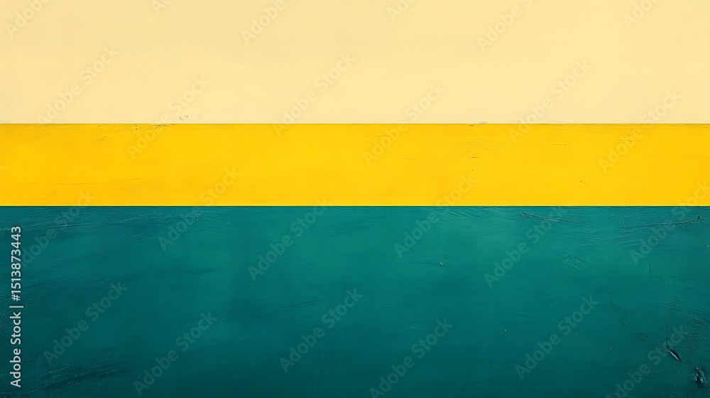 Poster a minimalistic background blending canary yellow and deep teal with clean horizontal separation
