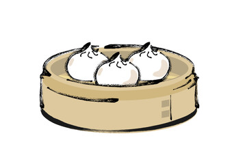 和風筆タッチの中華点心　小籠包