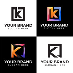 Modern Abstract vector logo combines house and the letter k  logo design. k logo, gradient logo,  k, 