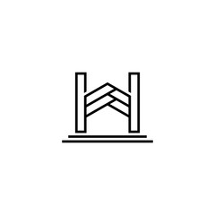 H letter house logo in minimalist linear design