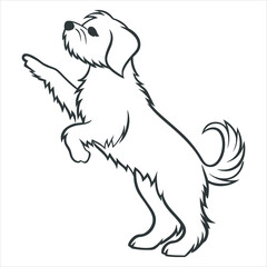 line art of pet dog on the white background