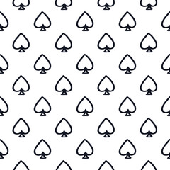 Card suit spades seamless pattern background Doodle cartoon design for textile Hand drawn ink black geometric style Fashion print for clothes greeting invitation card flyer banner poster paper cover
