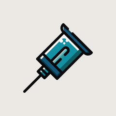 Flat Style Vector of Medical Syringe with Sharp Needle for Injection or Vaccination