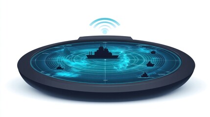 Futuristic radar display showing ship locations