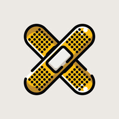  Medical Adhesive Bandage in Cross Shape Flat Style Vector Icon