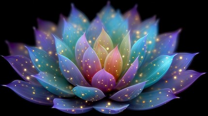 Fototapeta premium Magical Rainbow Flower Glowing Petals Abstract Floral Design 8K AI Art