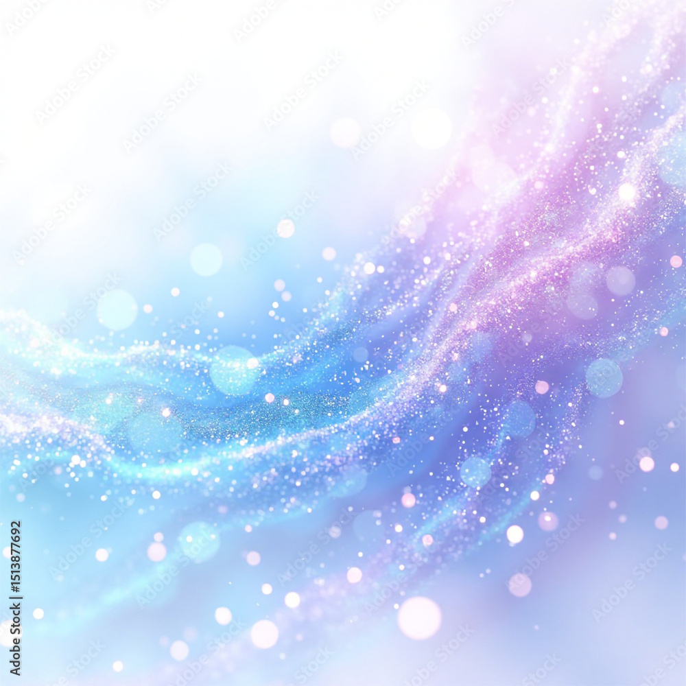 Poster pastel abstract background with glowing particles and dreamy color blend creating a soothing atmosph