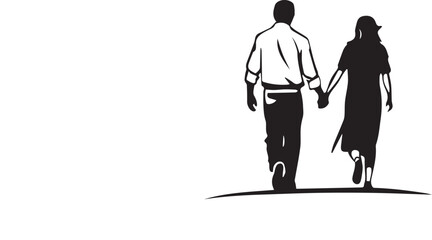 "silhouette of two people walking hand in hand, symbolizing companionship, connection and emotional together
