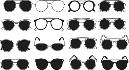 Minimalist Eyeglasses Design Pack in vector illustration 
