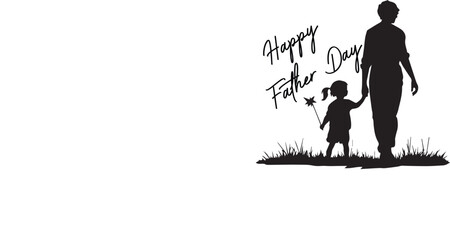 father's day silhouette illustration with child holding flower, emotional bond, black and white vector design

Description: A heartfelt black and whi