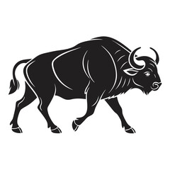 Obraz premium Buffalo silhouette walking strong build curved eps