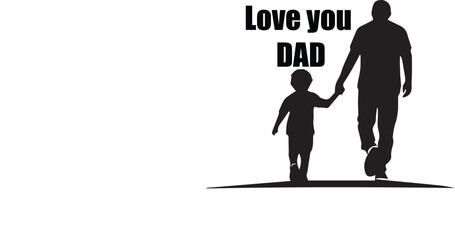 father and child holding hands silhouette with love you dad text, emotional parent-child bond, father's day tribute