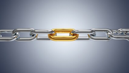 Obraz premium Strong Silver Chain with Gold Link Unity and Connection