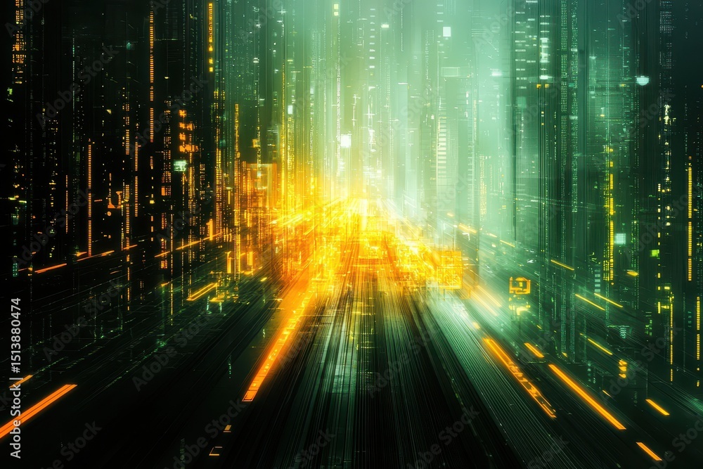 Aufkleber interconnected shipping global concept. abstract digital landscape with vibrant colors and glowing l