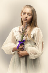 Girl Holding Flowers