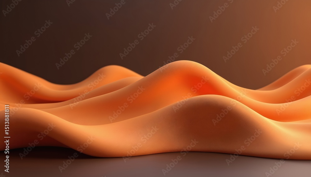 Leinwandbilder abstract 3d render with orange waves on dark background. dynamic smooth flowing curves create motion
