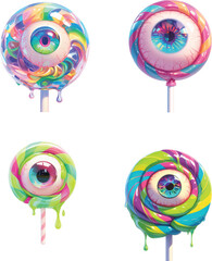 Colorful lollipop art fantasy world digital illustration whimsical environment close-up view eye-catching concept for seo impact