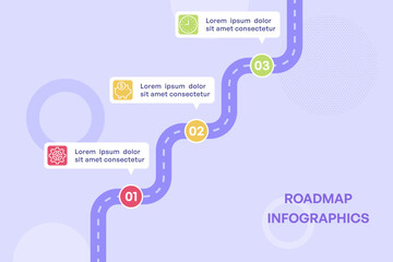 Curved Spiral Roadmap Infographic with Ascending 3-Step Path