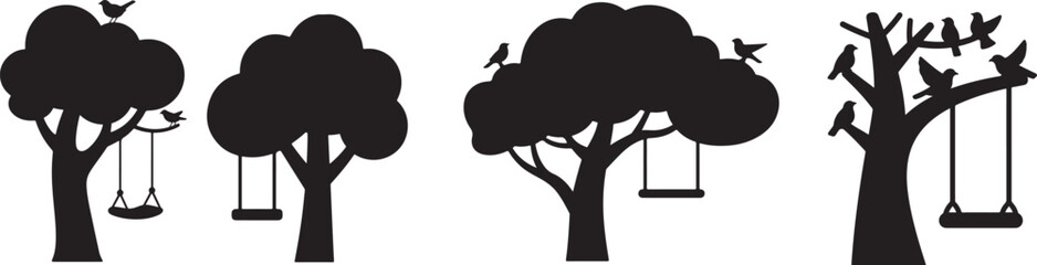 Tree with birds or swing icon