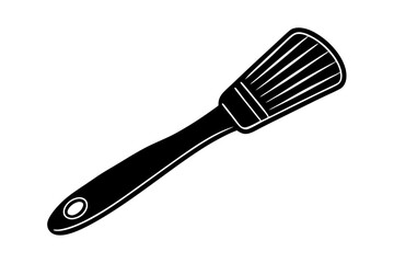 Black and white illustration of a kitchen spatula in modern minimalist style