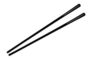 Black and white illustration of elegant chopsticks for asian cuisine serving