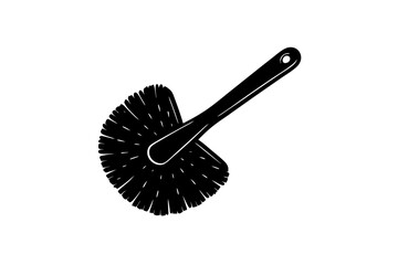 Black and white toilet brush illustration with handle and soft bristles