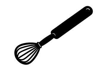 Elegant black silhouette of a whisk on white background for culinary design