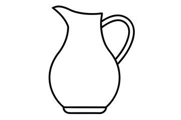 Minimalist outlined pitcher on a white background for design and decorative projects