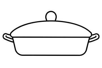 Outlined cookware pan isolated on transparent background for kitchen design