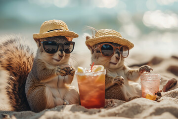 Couple of squirrels on the beach