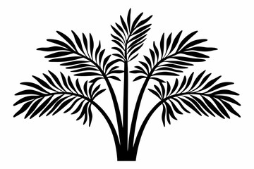 Silhouetted palm tree graphic displaying detailed fronds suitable for various design uses