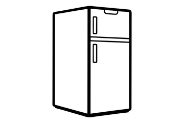 Simple black and white illustration of a refrigerator for design projects