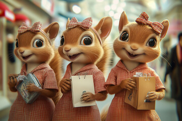 Squirrels on shopping tour