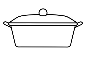 Simple outline illustration of a covered cooking pot for culinary design projects