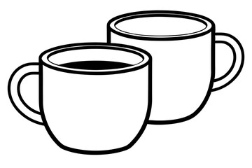 Two coffee mugs graphic illustration design suitable for cafe or morning beverages