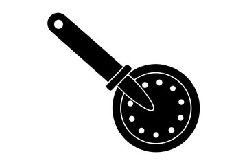 Vector illustration of a black pizza cutter on a transparent background