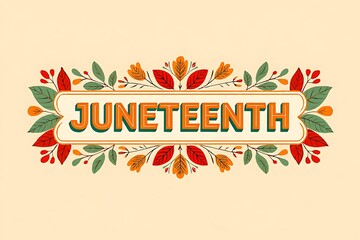 Obraz premium Juneteenth celebration decorative design with floral border and typography