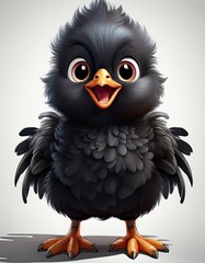 Fototapeta premium Ein 3D-Küken mit fluffigem Gefieder, riesigem Kopf