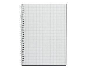 Checkered notebook with spiral binding on an isolated white background. Perfect for education,...