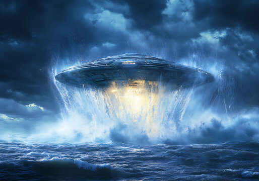 UFO, USO Unidentified Submerged Object, alian craft comes from ocean