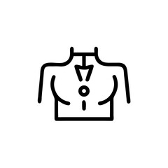 Obraz premium Chest tightness icon with exclamation in line art style 